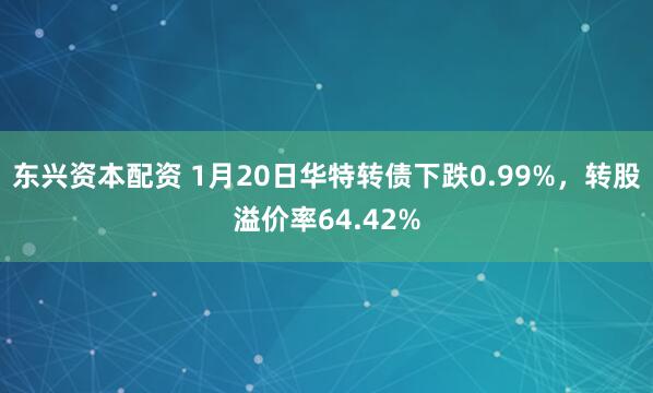东兴资本配资 1月20日华特转债下跌0.99%，转股溢价率64.42%